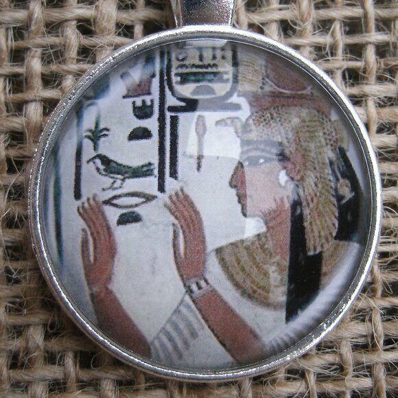 Egyptian Goddess Isis Glass Cabochon Pendant Necklace - Picture 2 of 13
